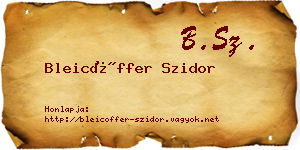 Bleicöffer Szidor névjegykártya
